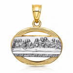 14K w/Rhodium The Last Supper Pendant - Lifestyle View