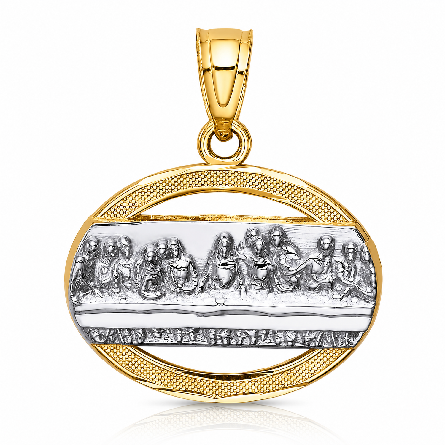 14K w/Rhodium The Last Supper Pendant - Lifestyle View
