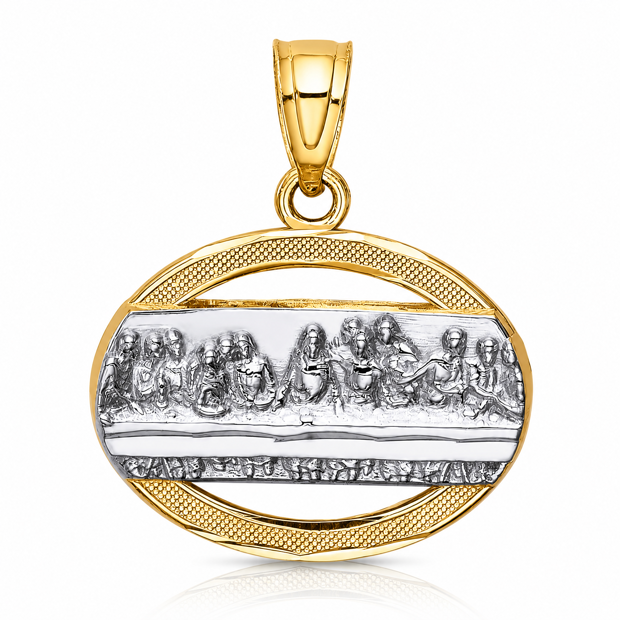 14K w/Rhodium The Last Supper Pendant - Lifestyle View