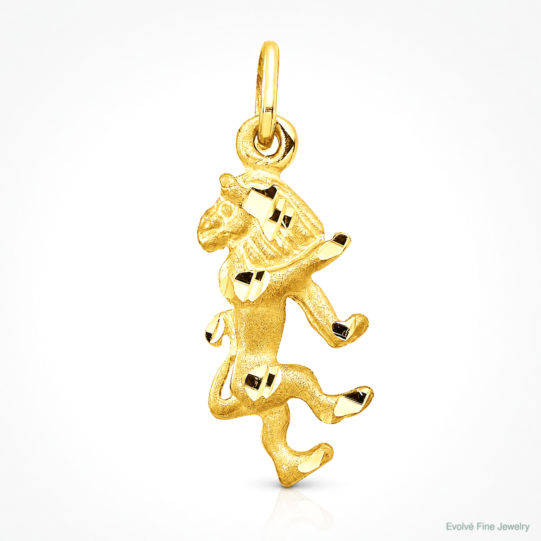 14k Satin Diamond-cut Leo Zodiac Charm - Lifestyle View
