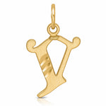 14K Diamond-cut Letter V Initial Charm - Lifestyle View