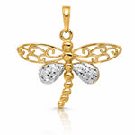 14k and White Rhodium Polished and D/C Dragonfly Pendant - Lifestyle View
