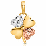 14k w/Rose and White Rhodium Polished and D/C Clover Pendant - Lifestyle View