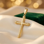 14K Polished and Textured Cross Pendant - Lifestyle View