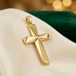 14K Polished Cross Pendant - Lifestyle View