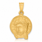 14K Satin Jesus Medal Pendant - Lifestyle View