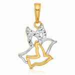 14K with White Rhodium D/C Doves Pendant - Lifestyle View