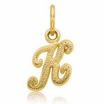 14KY Script Letter K Initial Charm - Lifestyle View