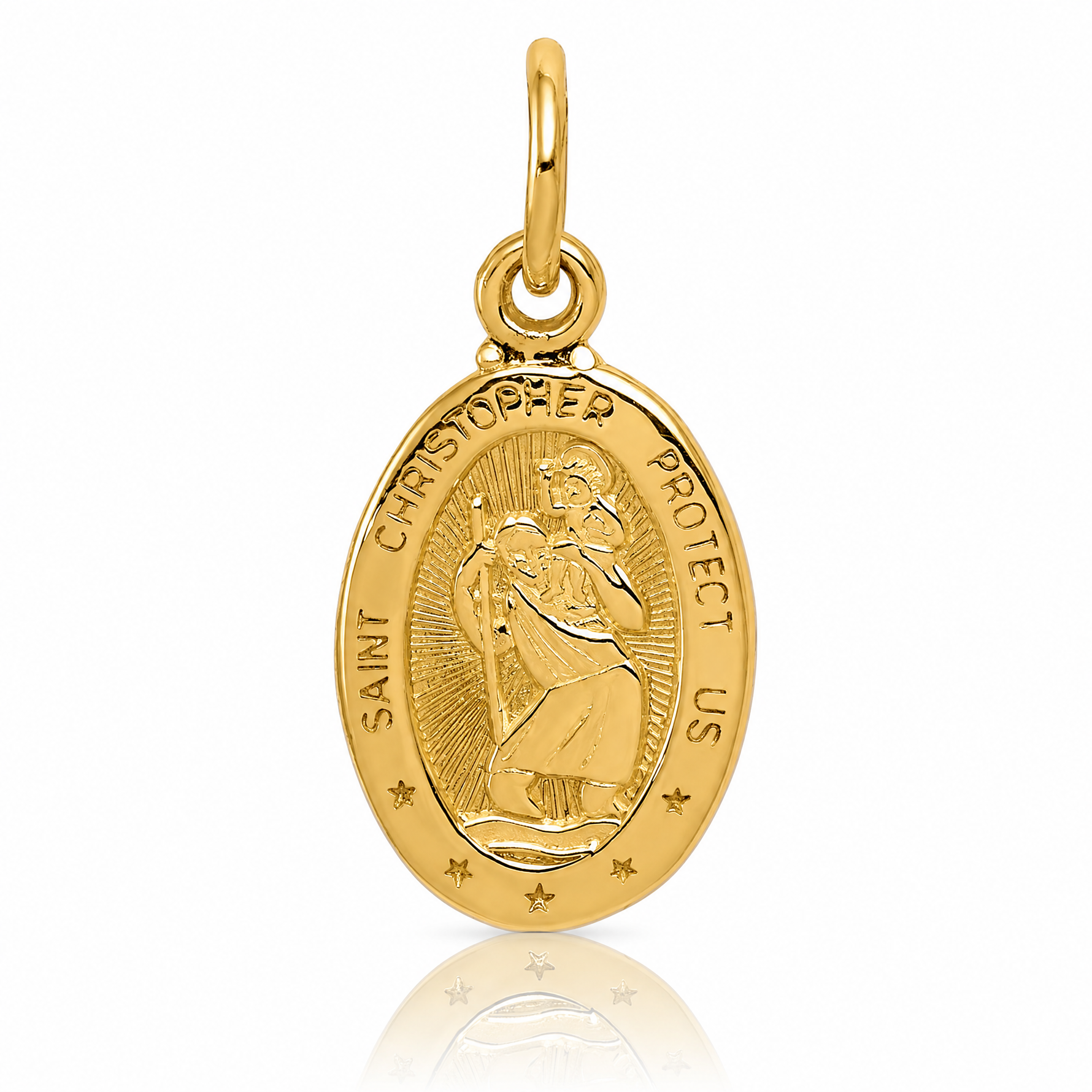 14k Saint Christopher Medal Charm - Lifestyle View