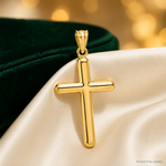 14k Polished Cross Pendant - Lifestyle View