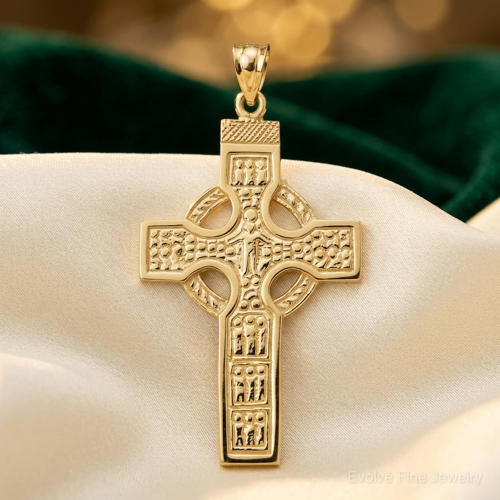 14k Celtic Cross Pendant - Lifestyle View
