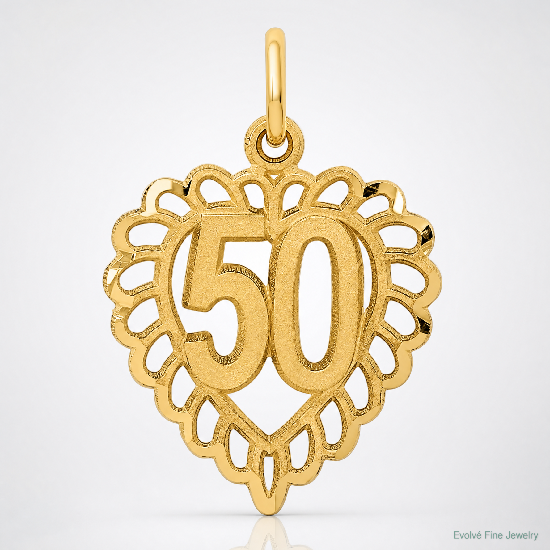 14k 50 in Heart Charm - Lifestyle View
