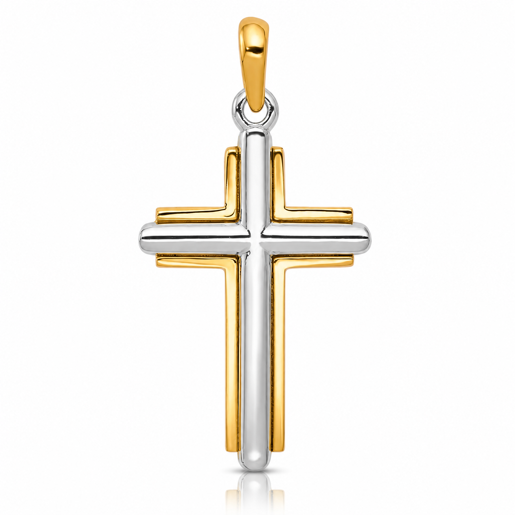 14k Two-tone Cross Pendant - Lifestyle View