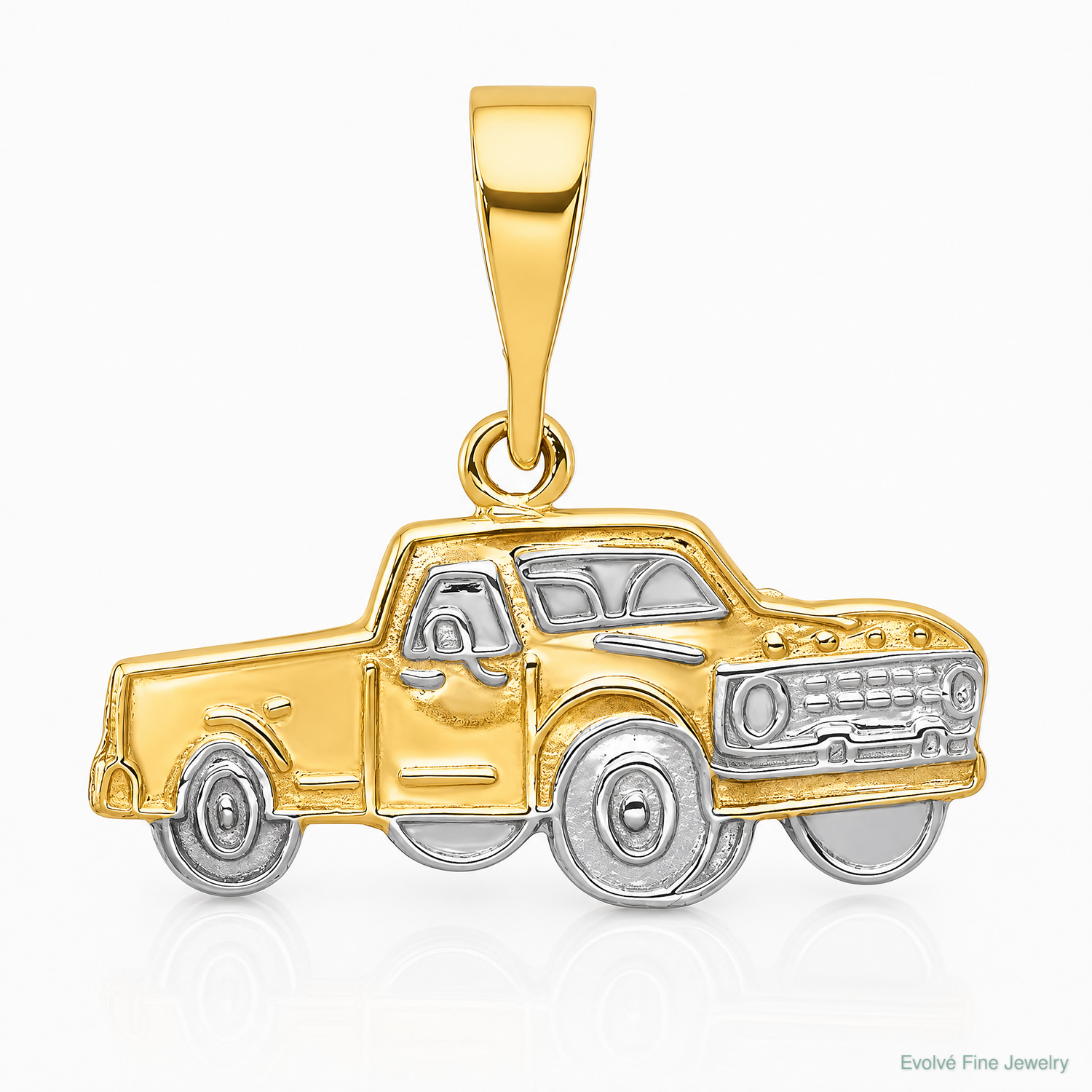 14k w/Rhodium Pick-up Truck Pendant - Lifestyle View