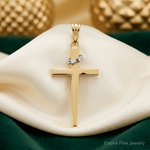 14K Two-Tone Cross w/Crown of Thorns Pendant - Lifestyle View