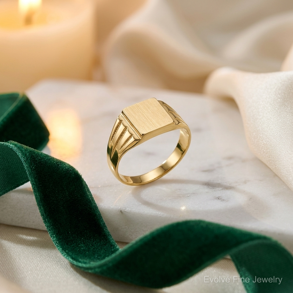 14k 9.0x8.0mm Open Back Signet Ring - Lifestyle View