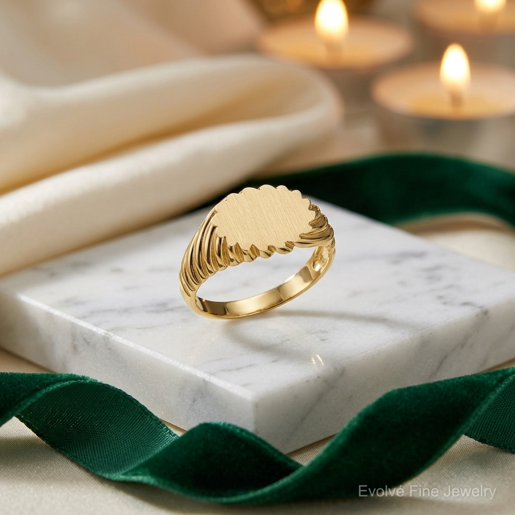 14k 10.0x7.5mm Open Back Signet Ring - Lifestyle View