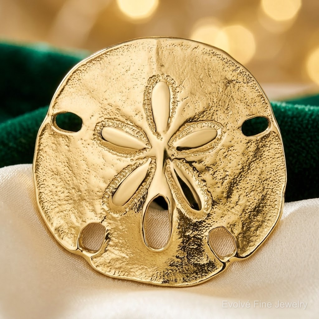 14k Polished Fits up to 8mm on Both Small Sand Dollar Slide - Lifestyle View
