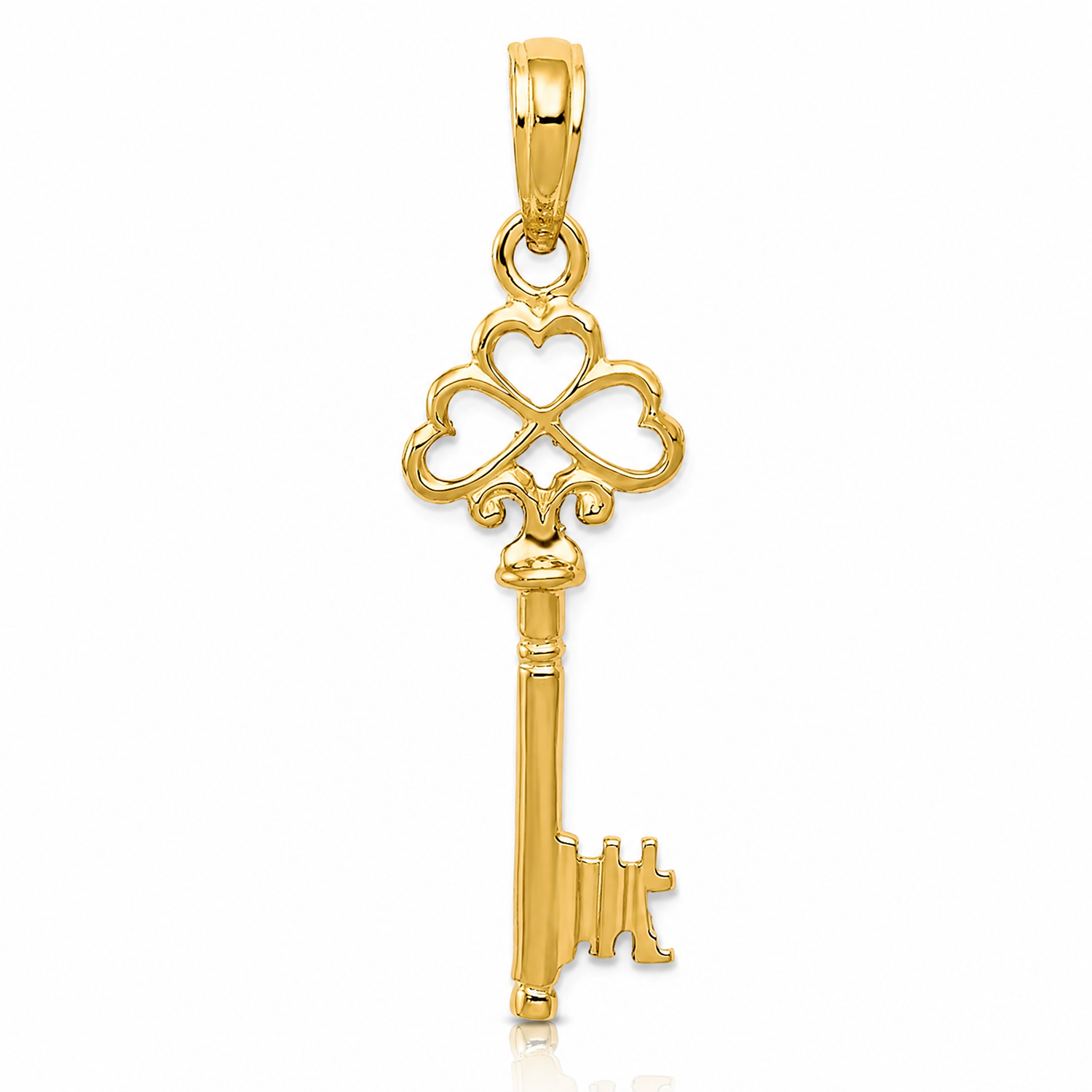14K Polished 3-D Hearts Key Charm - Lifestyle View