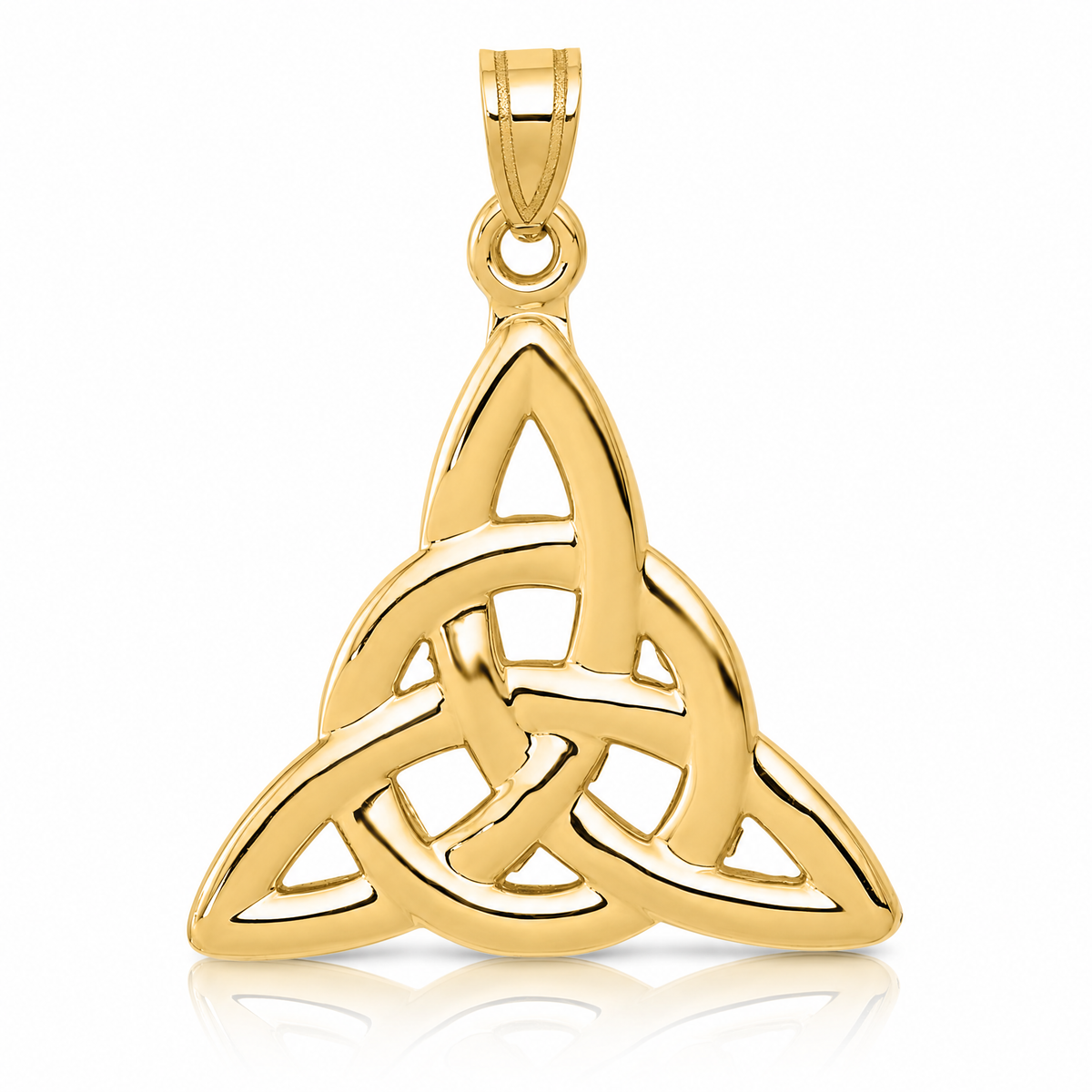 14k Polished Trinity Knot Pendant - Lifestyle View