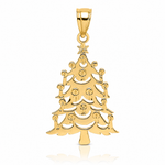 14k Polished Christmas Tree Charm - Lifestyle View