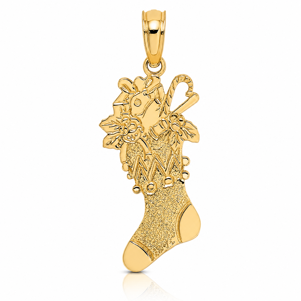 14k Polished Christmas Stocking Charm - Lifestyle View