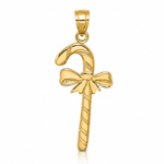 14k Solid Polished Candy Cane Charm - Lifestyle View
