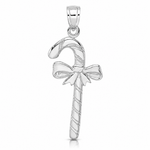 14K White Gold Solid Polished Candy Cane Pendant - Lifestyle View