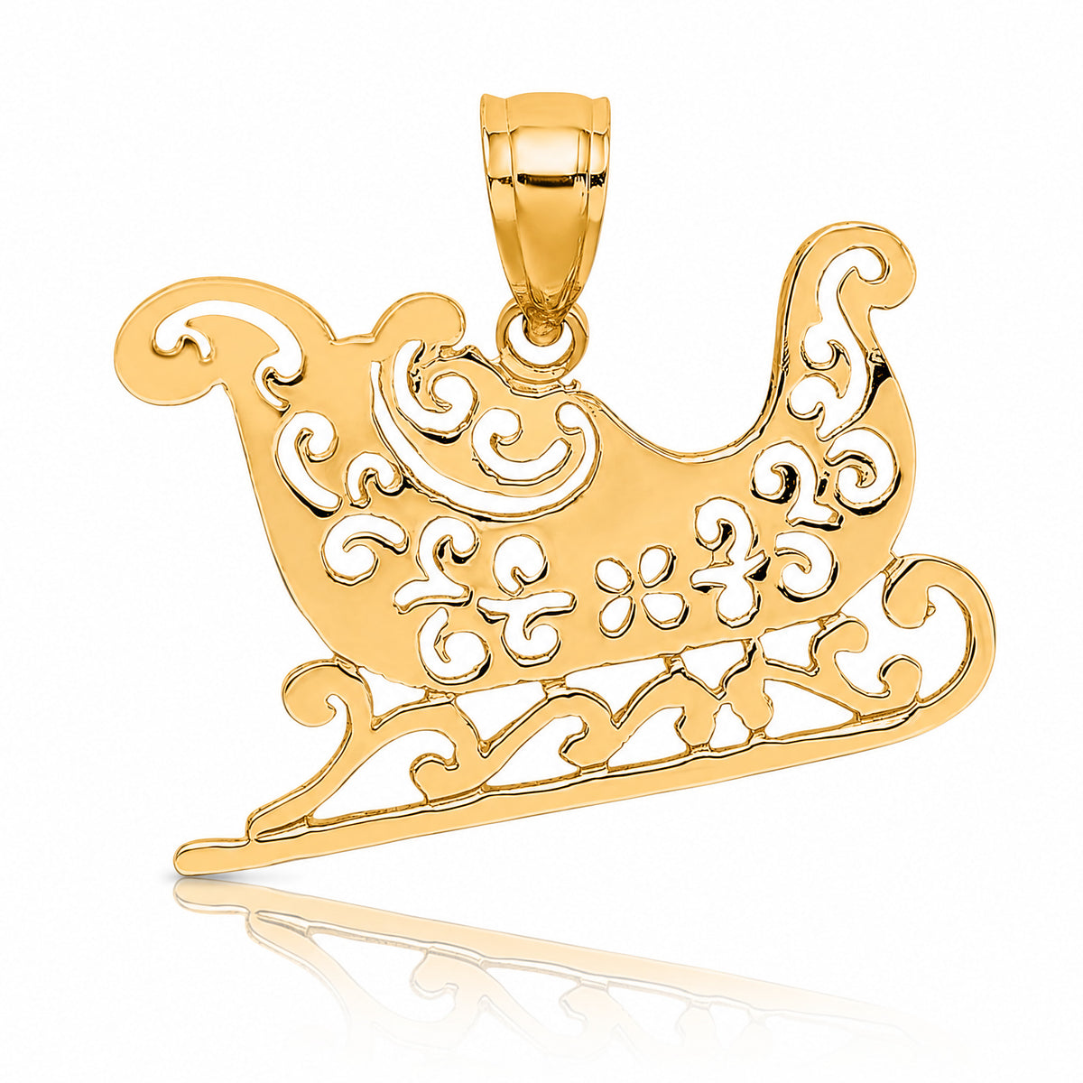 14k Polished Sleigh Charm - Lifestyle View