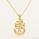 14k United States Navy USN Anchor Pendant - Lifestyle View