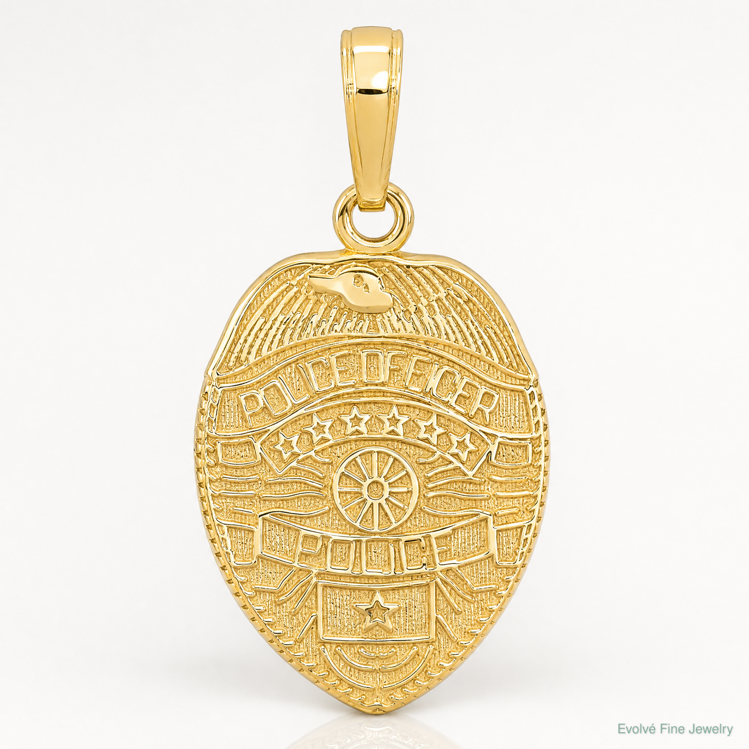 14k Police Officer Badge Pendant - Lifestyle View