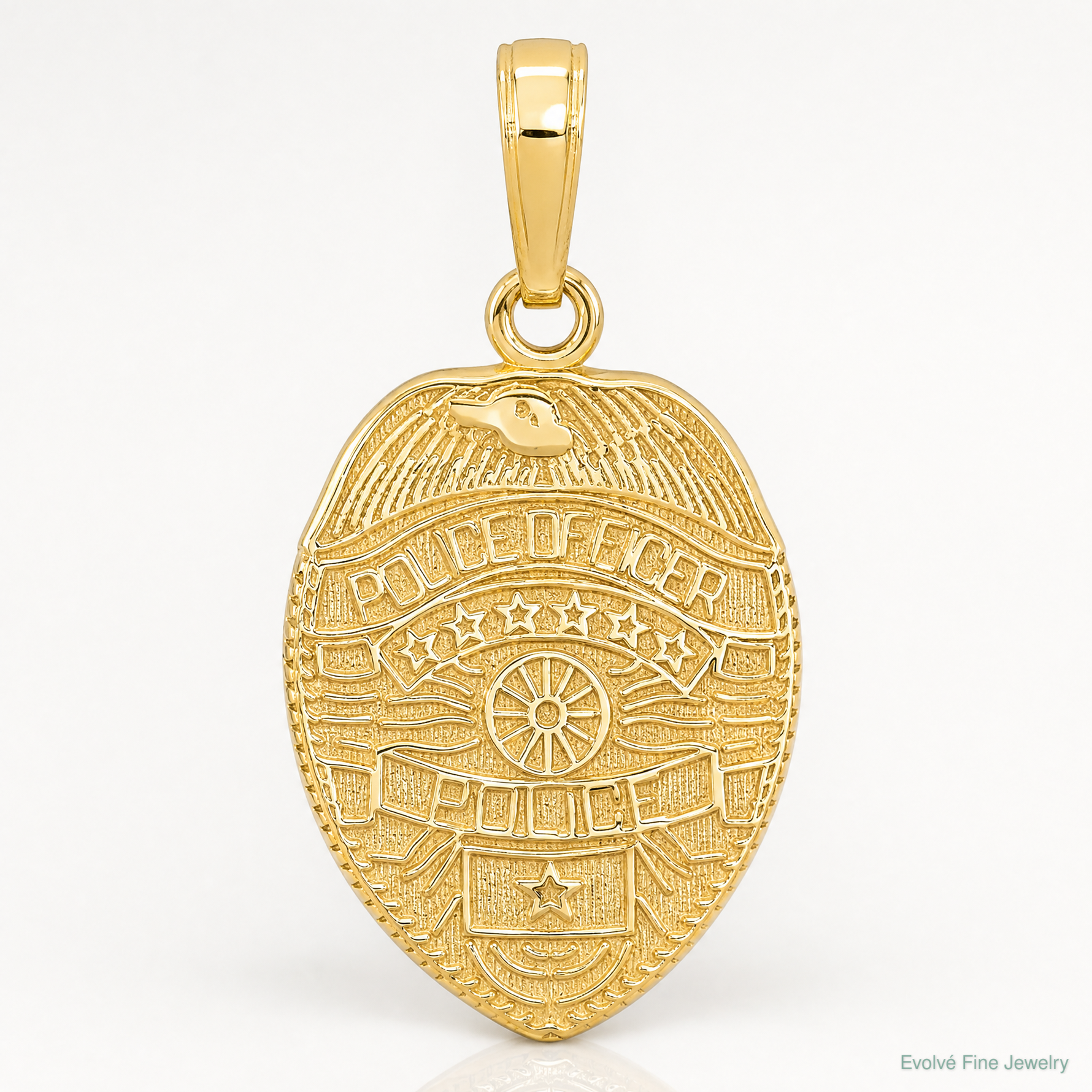 14k Police Officer Badge Pendant - Lifestyle View
