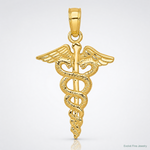 14k Caduceus Pendant - Lifestyle View