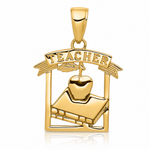 14k Polished Flat-Backed TEACHER Pendant - Lifestyle View