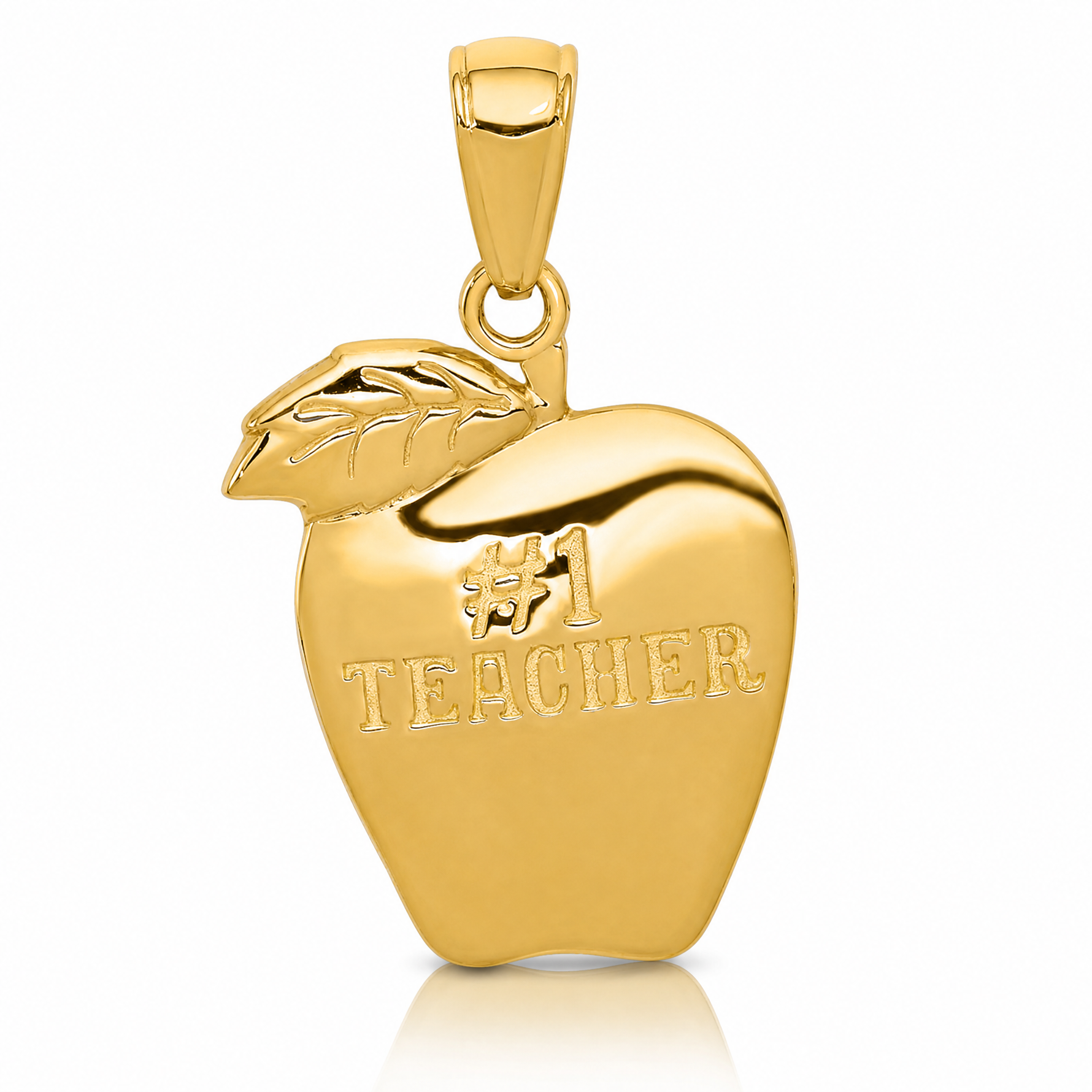 14k #1 TEACHER Apple Pendant - Lifestyle View