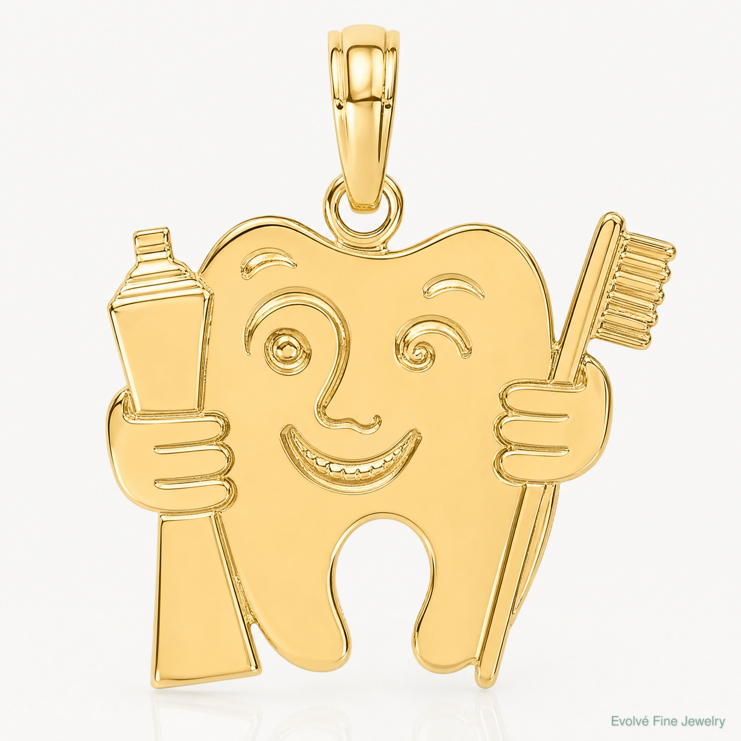 14k Polished Flat-Backed Dental Charm - Lifestyle View