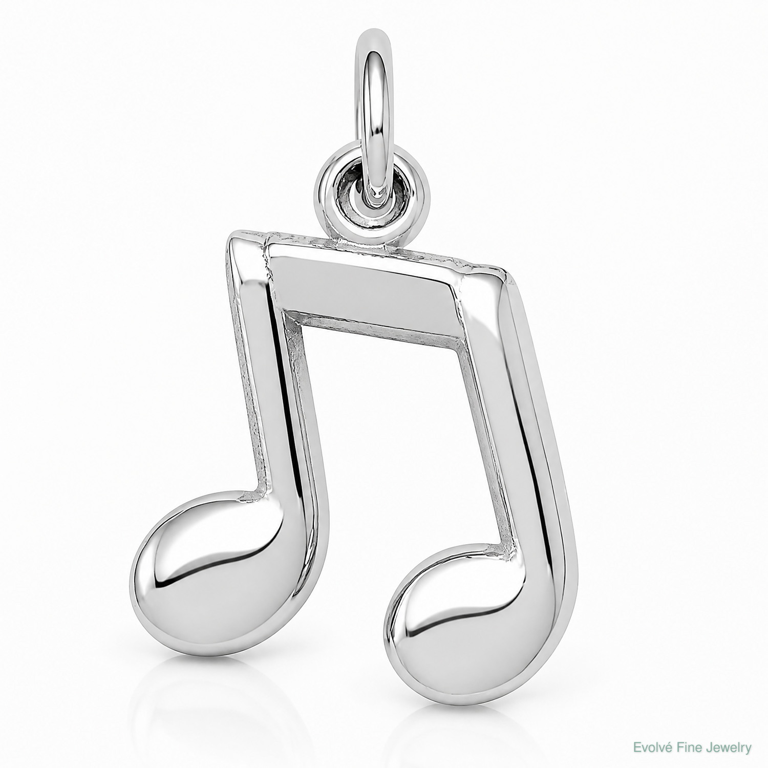 14K White Gold Polished Musical Notes Charm - Lifestyle View