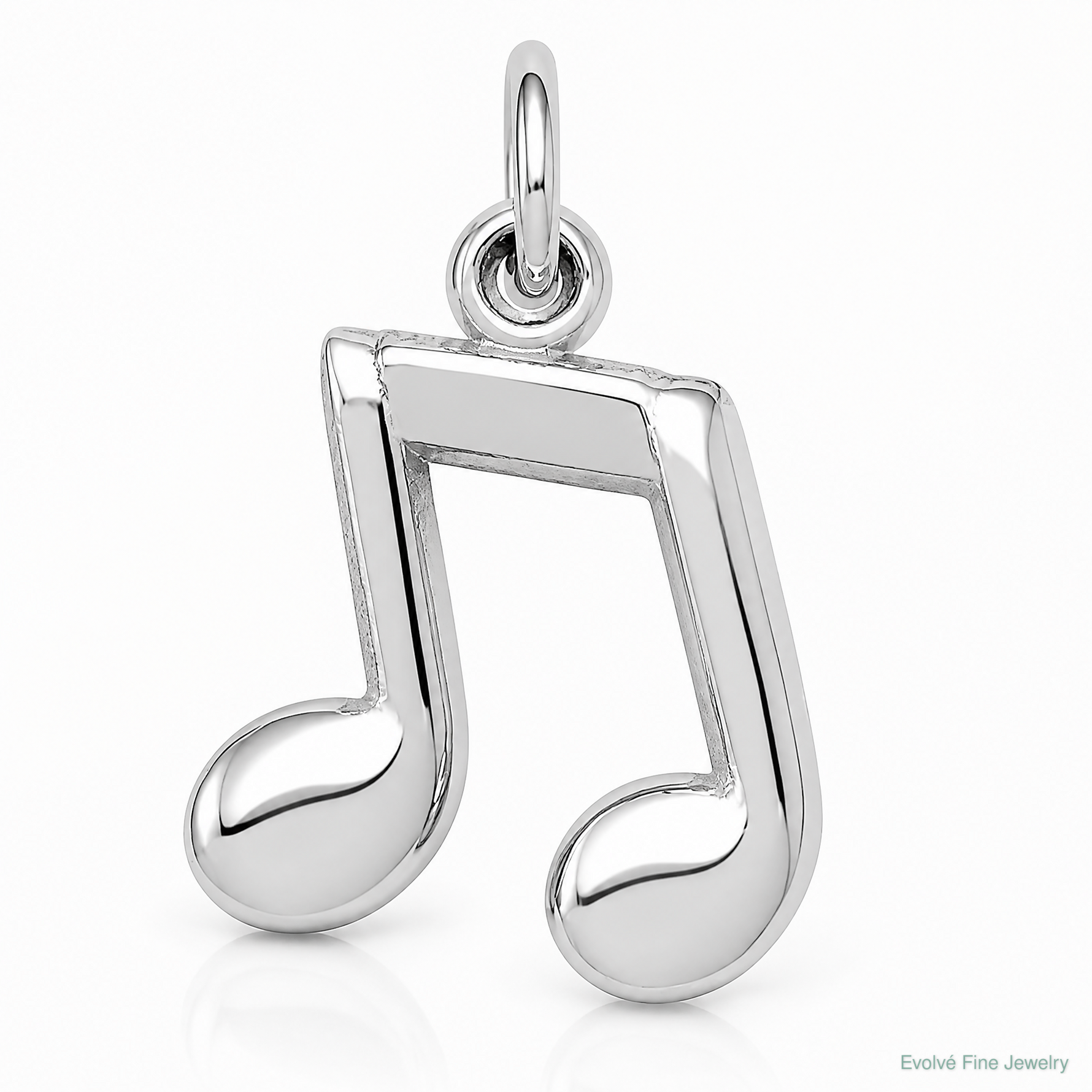 14K White Gold Polished Musical Notes Charm - Lifestyle View