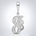 14KW White Gold Solid Polished Script Filigree Letter J Initial Pendant - Lifestyle View
