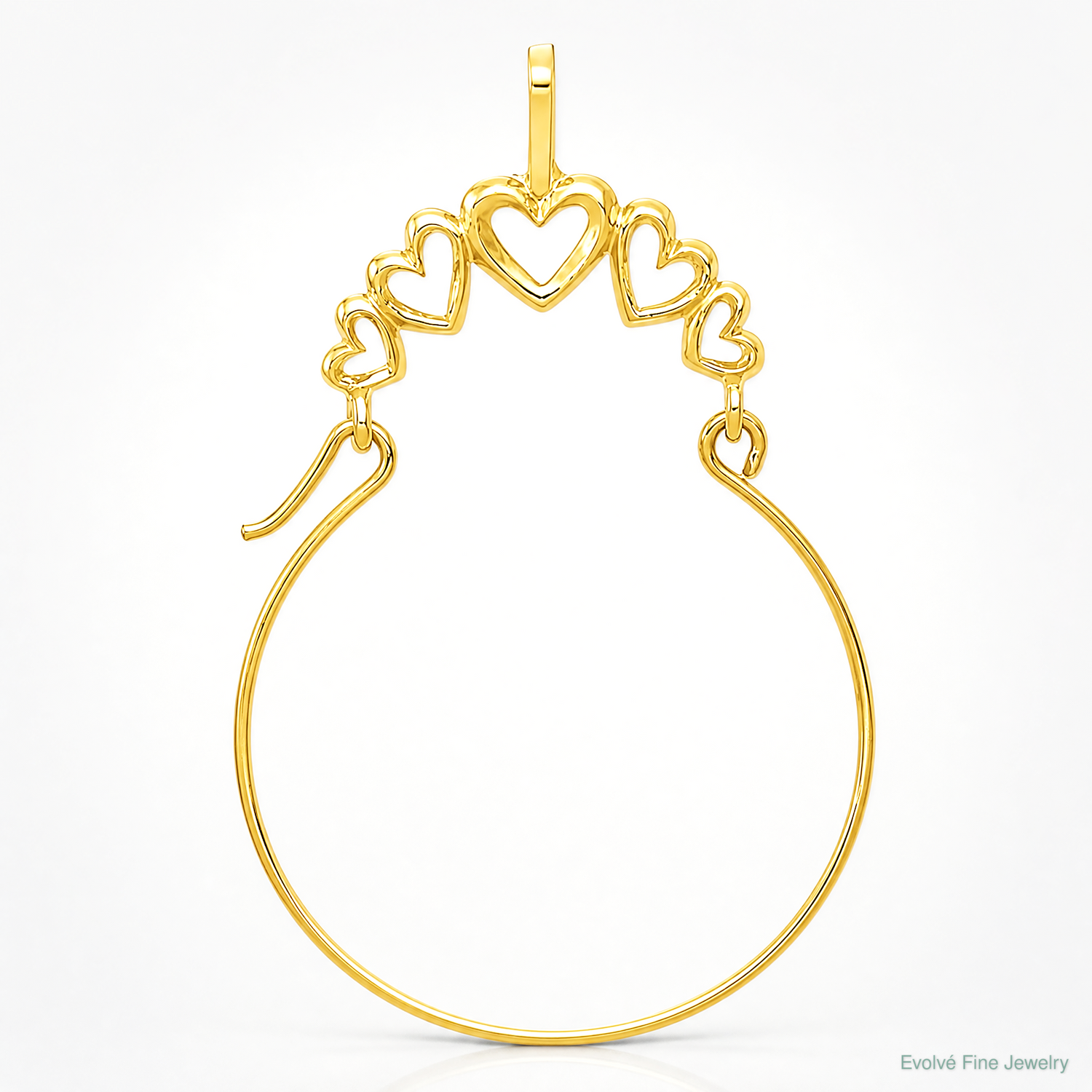 14k Polished 5-Heart Charm Holder - Lifestyle View