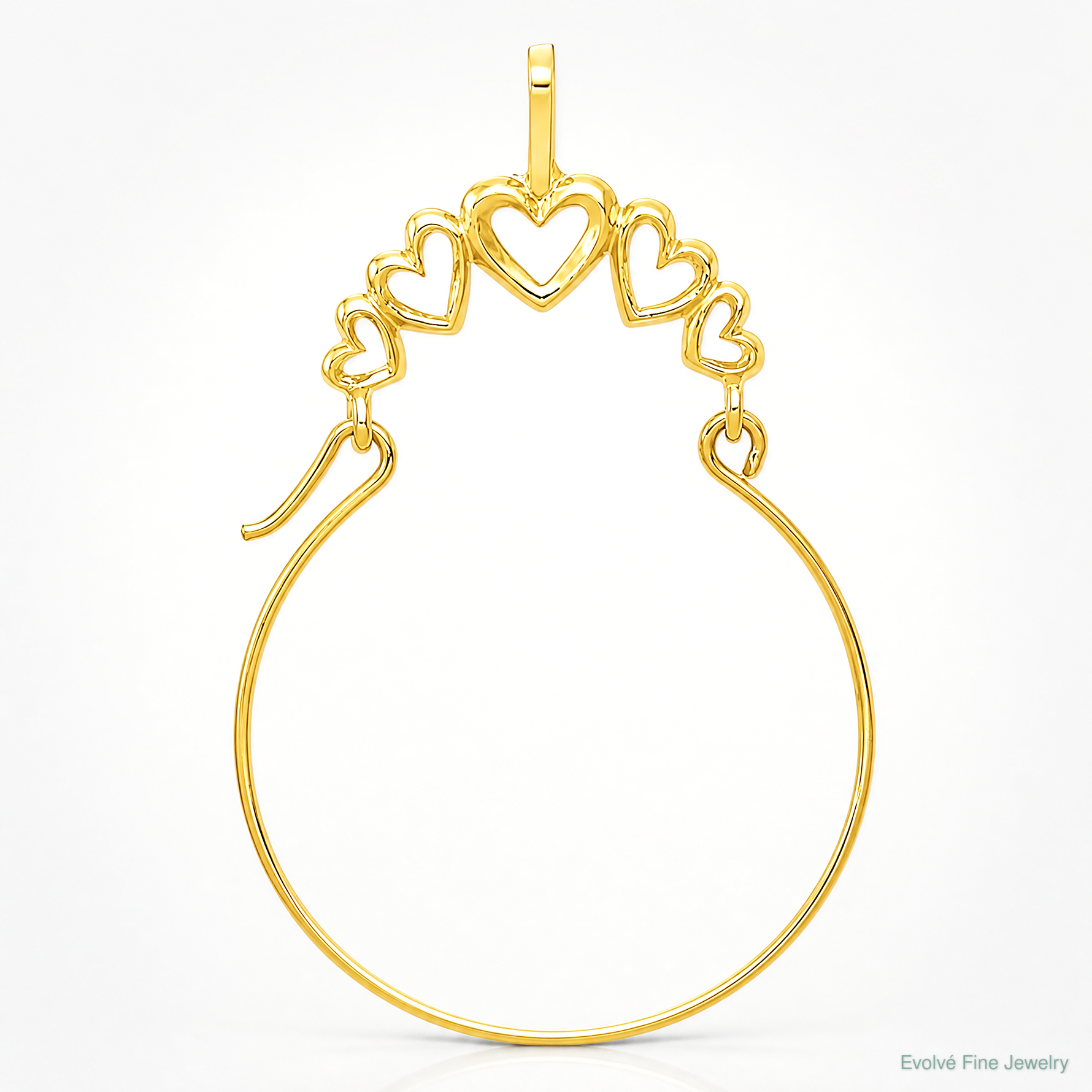 14k Polished 5-Heart Charm Holder - Lifestyle View