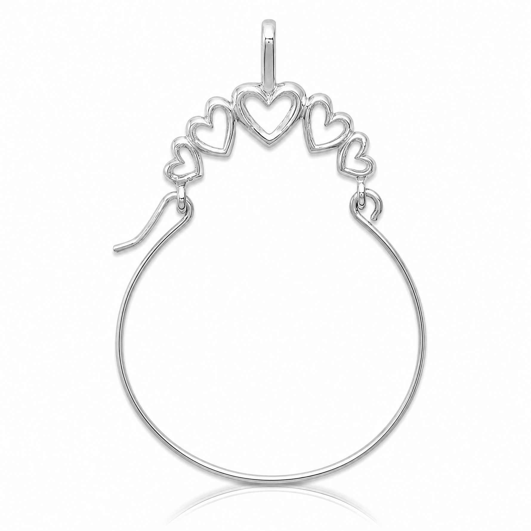 14k White Gold Polished 5-Heart Charm Holder - Lifestyle View