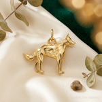 14k Solid Polished 3-D German Shepherd Charm - Lifestyle View