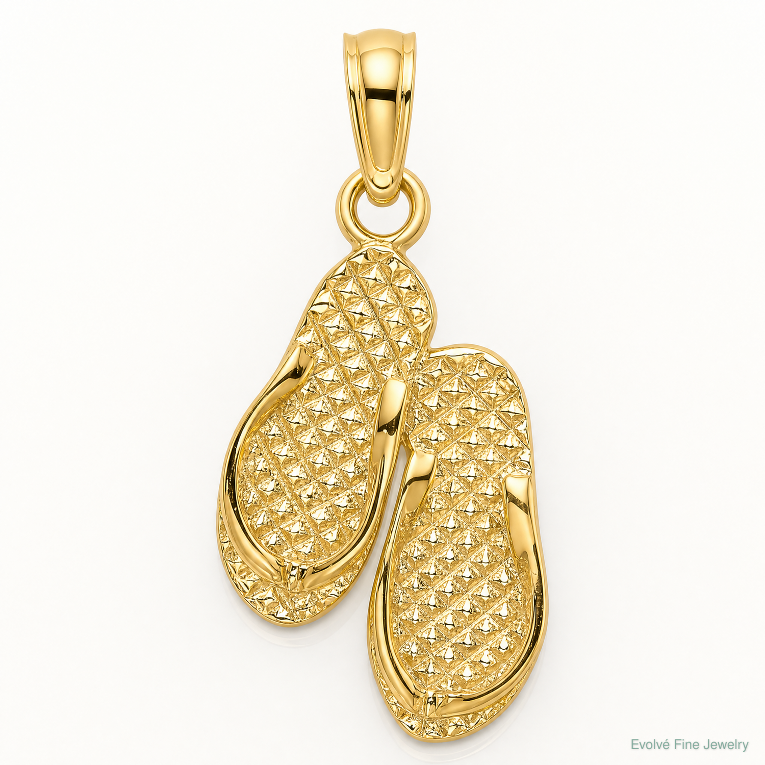 14k 3D Solid Polished HAWAII Flip-Flops Charm - Lifestyle View