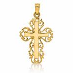 14k Polished Filigree Cross Charm - Lifestyle View