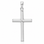 14k White Gold Polished Cross Pendant - Lifestyle View