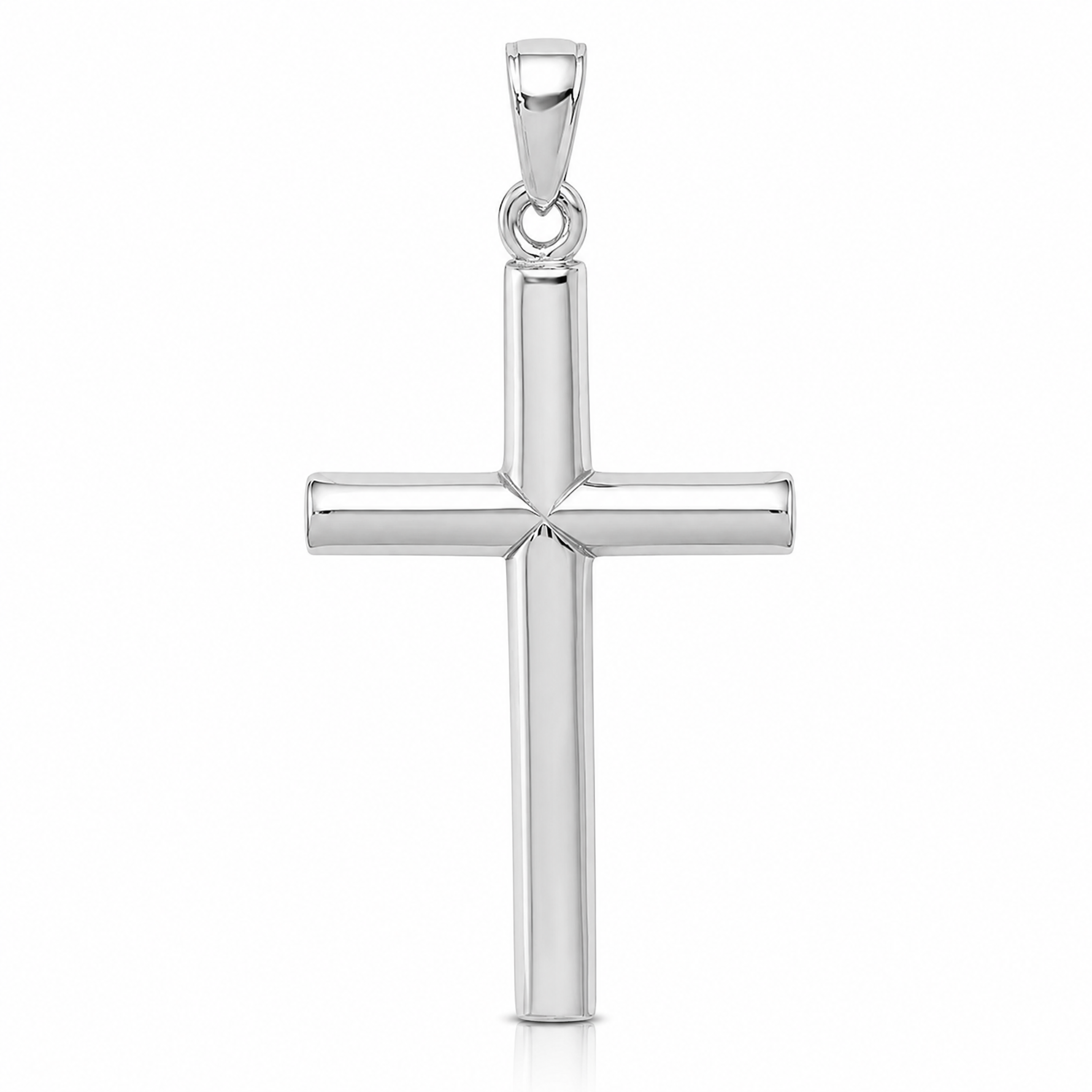 14k White Gold Polished Cross Pendant - Lifestyle View