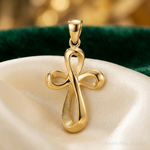 14k Polished Cross Charm - Lifestyle View