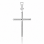 14k White Gold Polished Cross Pendant - Lifestyle View