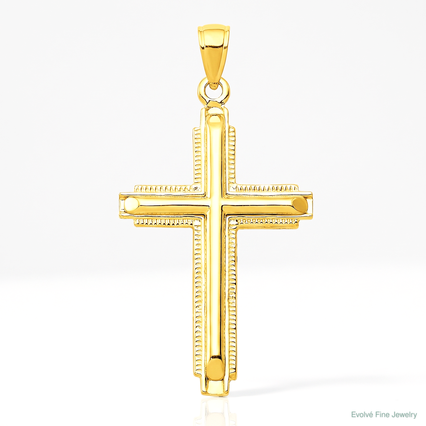 14k Polished Cross Pendant - Lifestyle View